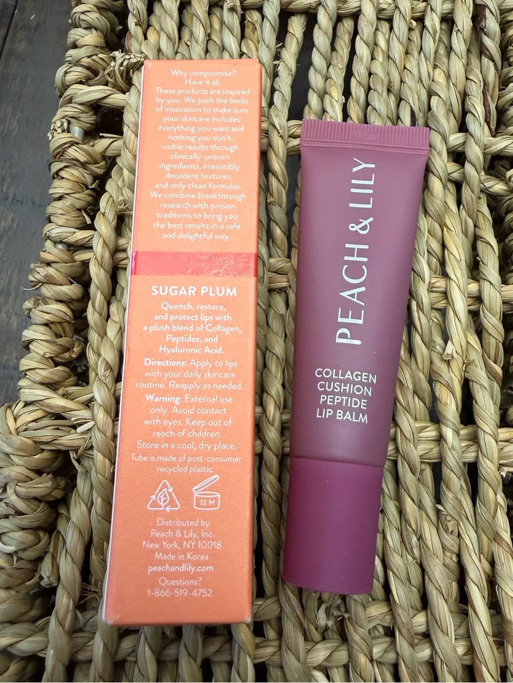 Peach & Lily Collagen Cushion Peptide Lip Balm Sugar Plum 12mL NIB
